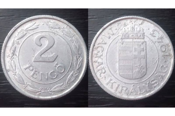 Moneda 2 pengo 1943 Ungaria (Veche)