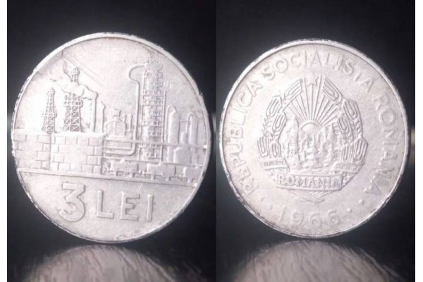 Moneda 3 lei 1966 - RSR, Veche