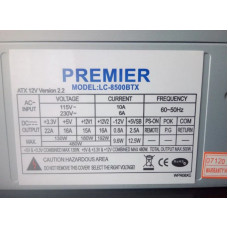 Sursa PC Premier LC-8500BTX, 500W, 20+4pini, 1xSATA, 1xPCIE, 6pini, 3xMOLEX, 1xFDD, 1xAUX, 4pini, Second-Hand