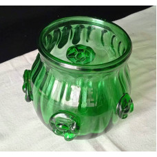 Vaza Bol din sticla verde, cu deschidere larga (din perioada comunista) (Vintage)