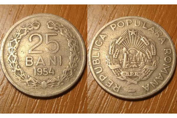 25 bani 1954 - RPR, Moneda Veche