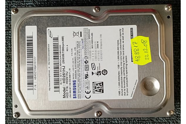 Hard disk Samsung 250GB, 7200rpm, 8MB, SATA2, HD251HJ, Second Hand