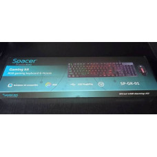 Kit Gaming Spacer, Tastatura cu fir RGB Rainbow + Mouse cu fir 7 culori (Nou)
