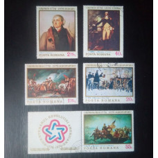 Timbre Romania Picturi Arta - Bicentenarul Revolutiei Americane, 1976, Vechi