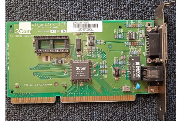 Placa de retea 3Com EtherLink III 3C509TP, slot ISA, Second Hand