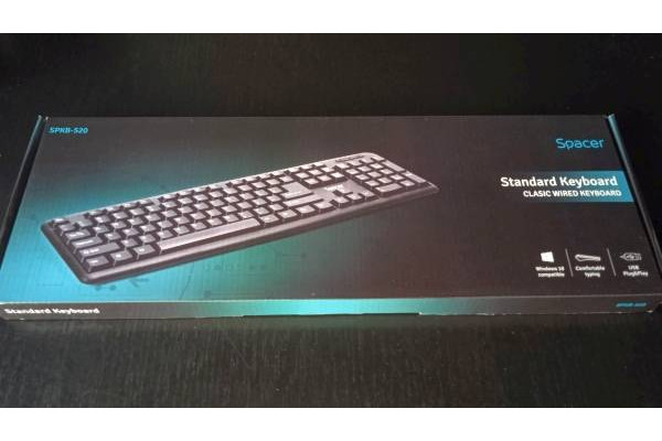 Tastatura cu fir Spacer, USB, anti spill, neagra (Noua)