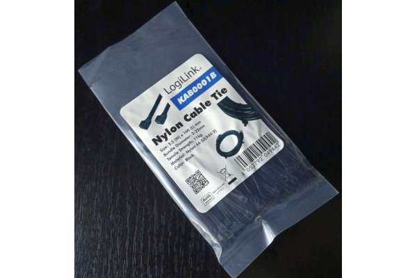 Tile prindere cabluri LogiLink, 100 buc, 100x2.5 mm, Negre, Noi